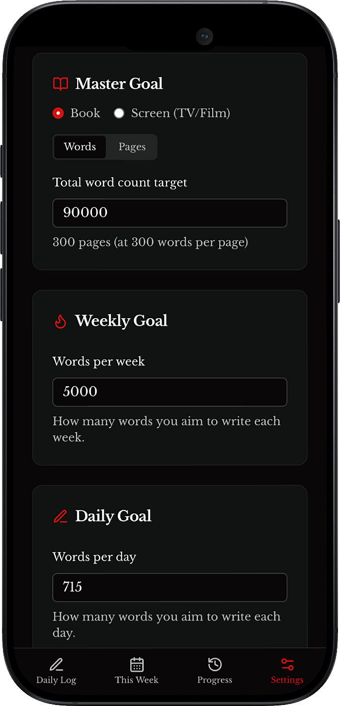 BookBeast Settings screen
